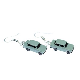 Miniblings Trabi Earrings Car Trabant Trabbi Pendant GDR Model 1:160 Blue - Handmade Fashion Jewellery I Earrings Silver Plated, Plastic, No Gemstone