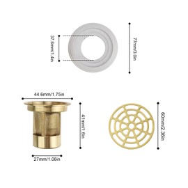 Odour Trap Floor Drain, JANDH Thickened Brass Floor Drain, Floor Drain Core with Rubber Ring, Prevent Odor, Suitable for Floor Drain Holes with a Diameter of 27-55 mm