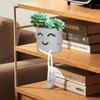 Uguisu 1 Piece Gray Cute Smiley Cement Planter, Small Plant
