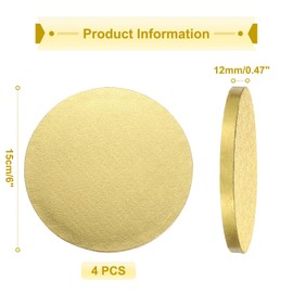uxcell 4pcs Cake Boards, 6 Inch Round Cake Drum Circle Cake Base Grease Proof Pastry Board for Cake Baking Wedding Birthday Party Supplies Gold