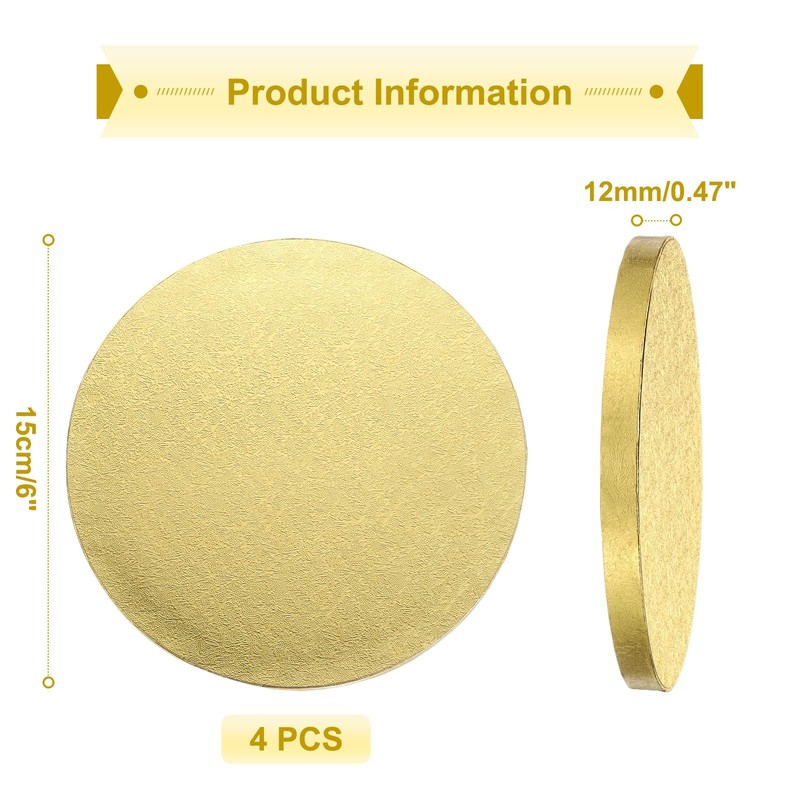 uxcell 4pcs Cake Boards, 6 Inch Round Cake Drum Circle