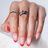 Christmas Press On Nails, Short Almond French Tip Fake Nails