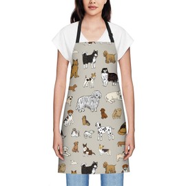 Smooffly Cute Dogs Animal Print Apron,Adjustable Neck Bib Apron for Men Women,Suitable for Kitchen Cooking Waitress Chef Apron