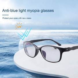 YIMI Nearsighted Distance Glasses Anti Blue Light Short Sighted Eyewear Negative Power Retro Myopia Glasses for Men and Women(Black, -1.75, multiplier_x)