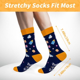 COZYMATE Funny Socks for Men, Soon to Be Daddy Socks for New Dad, First Time Dad Gifts for Father's Day Birthday (US, Alpha, One Size, Regular, Regular, NavyBlue&Yellow-1st Papa)