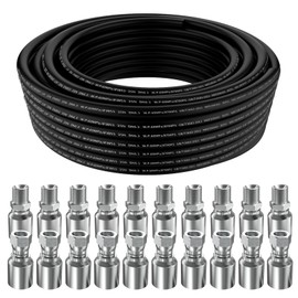 50Ft 1/4 Hydraulic Hose with 10Pcs 1/4" JIC 37° Female and 10Pcs 1/4 inch NPTF Male Hydraulic Hose Fittings W.P.60MPa / 8700PSI