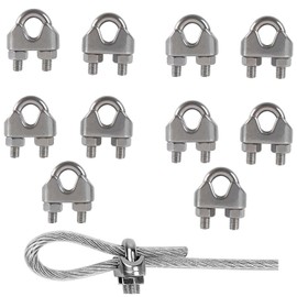 Rshuhx M6 Rope Clamp Wire Rope Clamp U Bolt Stainless Steel 304 Bow Shape Clamp Steel Cable for Cable Washing Line Wire Rope Cable Pack of 10