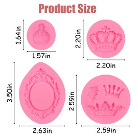 Moldes de silicona para fondant, 4 unidades, para manualidades, diseño de corona de silicona para marco clásico, decoración de tartas, cupcakes, azúcar, resina polimérica, arcilla artesanal, joyería
