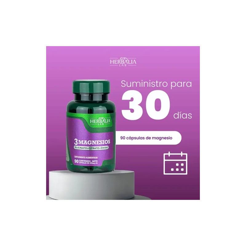 Magnesio Glisinato Citrato Óxido Cápsulas Herbalia Lab Vegano Uds