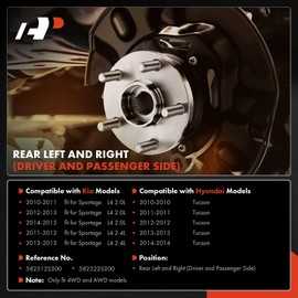 A-Premium Rear Driver and Passenger Side Brake Dust Shield Compatible with Kia and Hyundai Models - Sportage 2010-2015, Tucson 2010-2014, 4WD, AWD, 2-PC Set