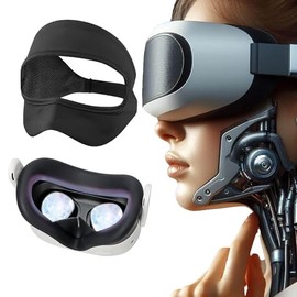 Houdsuem Q3s 用 アクセサリー,Q3s 布製アイマスク & Q3s 用フェイスパッドセット・光漏れ防止・肌に優しいソフトシリコン・防汗・Q3s専用設計・ (ブラック, シリコンケース+布製アイマスク)
