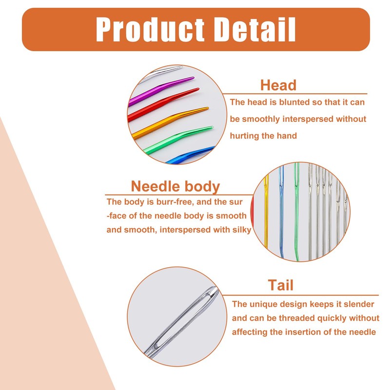 16 Piece Sewing Needles Set - 3 Sizes Darning Needle,