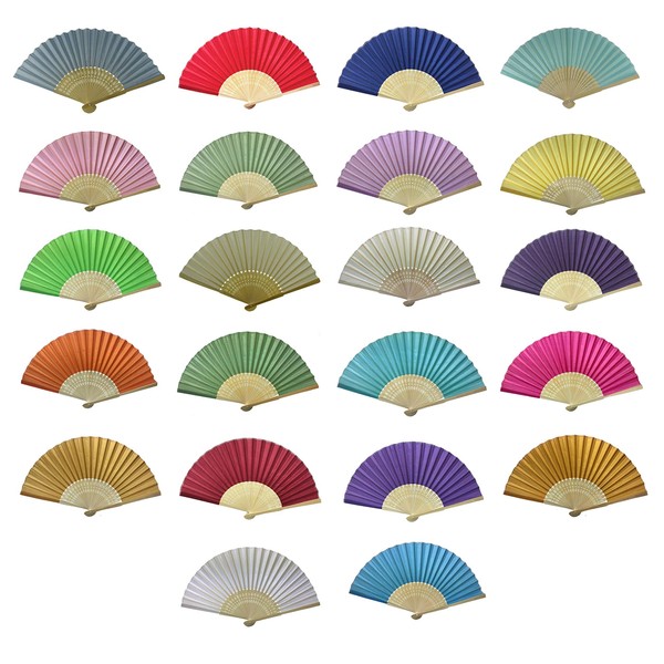 Wholesale Pack of 10 Mix Colours Silk Fabric Hand Fans Ideal Wedding Party Favor