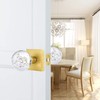 HIEMEY Passage Glass Door Knobs Interior, Round Clear Bubble Crystal