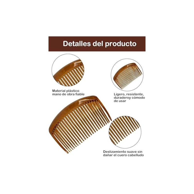 Peinetas Para Cabello Mujer, Set de 12 Peinetas en Negro,