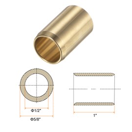 sourcing map Sleeve bearing 1/2 inch bore 5/8 inch outer diameter 1 inch length wound oil-free bushings made of brass alloy for transmission and conveyor systems