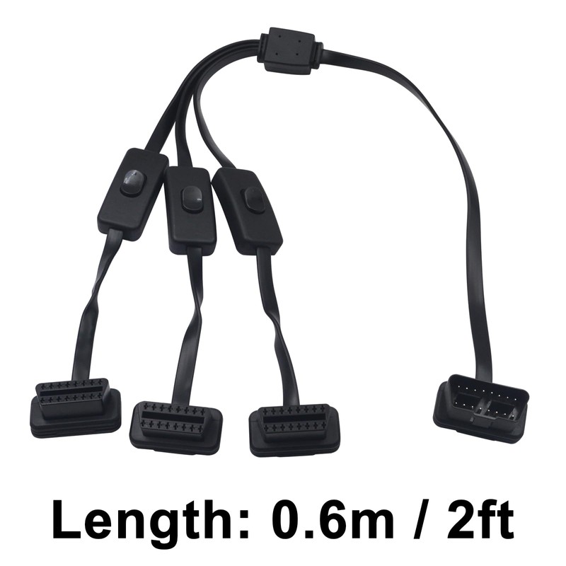 Duttek OBDII 1 to 3 Y Splitter Cable 2FT/60cm, Rihght