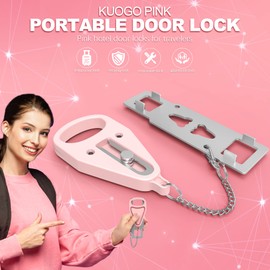 Portable Door Lock for Home Hotel Safety, Door Latch Security Lock for Additional Privacy and Safety in Hotel, Apartment,and College Prevent Unauthorized Enty, Pink 2 Pieces