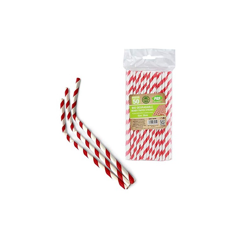 Party Paper Solutions 50 x Bendy Red and White Stripe