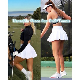 OZICERD Women Golf Skort Tennis Skirt with Pockets Shorts High Waisted Pleated Mini Skirt Athletic Skorts Pickleball Skirts White XS