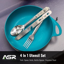 ASR Outdoor 3pc Camping Utensil Set Military Ration MRE Knife Fork Spoon Kit