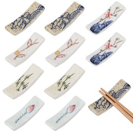 GLOBLELAND 10 Pcs Japanese Style Chopsticks Holder Ceramic Chopstick Rest Chopsticks Holder Rack Tableware Decoration for Chopsticks Forks Spoons Dinner Party Restaurant