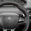 MEWANT DIY Black Faux Leather Steering Wheel Cover for Peugeot