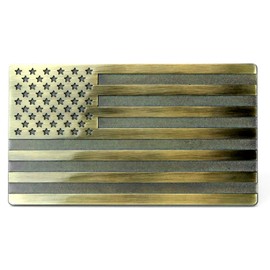 MULL USA 3D Metal Flag Emblem (7"x4", Vintage Antique Bronze)