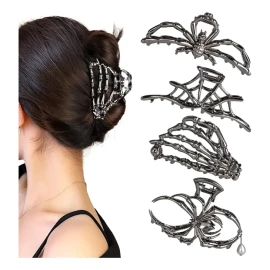 4pcs Pinzas Para Cabello Araña Con Strass Punk Fiesta
