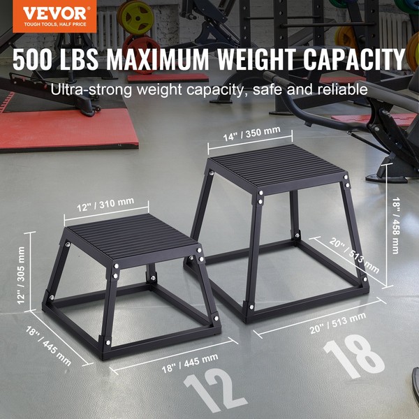 VEVOR Plyometric Jump Box, 12 Inch Plyo Box, Black -