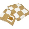 Checkered Baby Blanket 28"x40" with Leather Patch - Soft Knitted