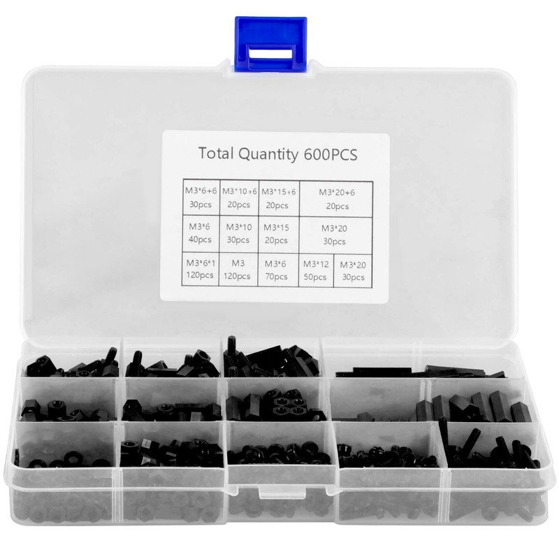 600Pcs M3 Male Female Hex Spacer Standoffs Screws Set Nylon