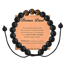 Kefley Bonus Dad Gifts for Fathers Day Bracelet for Stepdad Birthday Christmas Gift from Daughter Son I Love My Bonus Dad Bracelets Appreciation Gifts for Step Dad Stepfathers Day Gift
