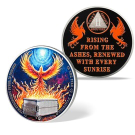 2 Year Flaming Phoenix Sobriety Coin – Rising from The Ashes AA Chip Medallion – NA Alcoholics Anonymous Token for Sober Men & Women in Recovery