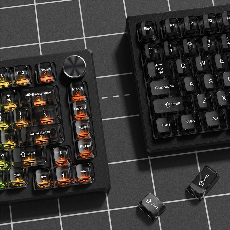 dagaladoo Grey Clear keycaps,Transparent keycaps 60 75 100 Percent,Ceramic Jelly
