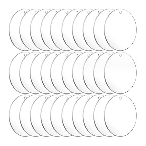 Acrylic Disc Round with Hole, Pack of 30 Round Plates Acrylic, 5 cm Acrylic Disc Round, Round for Picture Frames, Glass Replacement, Painting, DIY Craft Display Display