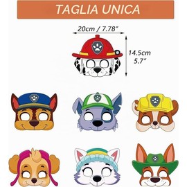 JINLAIYUN Pat Patrol - Maschera per animali in carta per compleanno, decorazione maschere, personaggio cosplay halloween party accessori Patrol maschera carneva