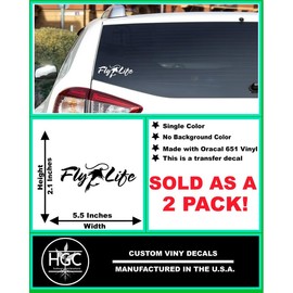 2 Pack - Fly Life - Fly Fishing - Saltwater - Freshwater - Trout, Salmon, Red Fish Vinyl Decal 5.5 Inches Wide by 2.1 Inches Height HOM2003A.042 Lilac