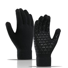 ZYHUI Touch Screen Gloves Non Slip Winter Gloves Warm Driving Gloves Elastic Cuffs Knitted Hand Gloves Plush (Black)