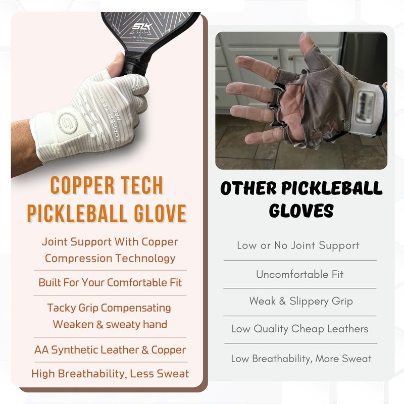 Copper Tech Pro Pickleball Gloves for Men & Women |