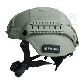SHENKEL MICH 2000 PJ Type Tactical Helmet, Side Rails, NVG Mount (Gray), Survival Game Patch Included, Tactical Helmet