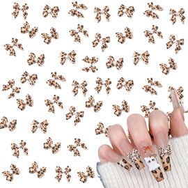 Bow Nail Charms,200PCS Leopard Pattern Nail Art Bows,Resin Bowknot Bow Tie Nail Gems Nail Art Decorations Supplies for Women Girls Manicure Design DIY Crafts(Leopard)
