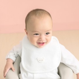 Baby Castle Bib, Baby Bear, Made in Japan, white (off-white)