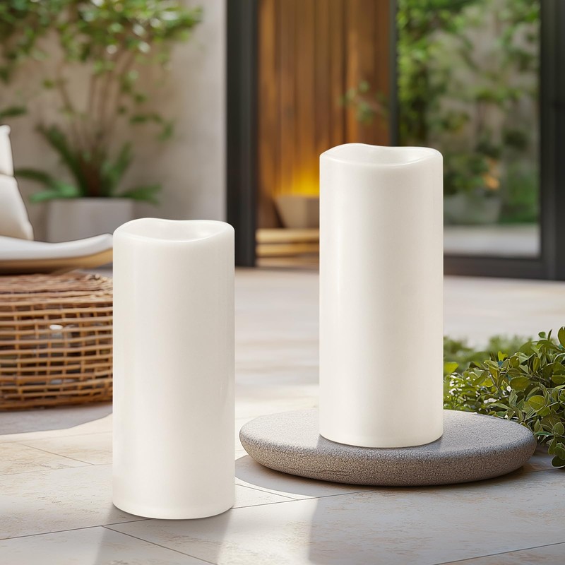 5" x 14" White Large Waterproof Outdoor Flameless Candles Battery
