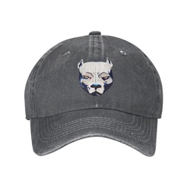 Scary Pitbull Dog Head Kids Adjustable Baseball Cap Distressed-Washed Plain Hat Cotton Sun Sports Denim Hats Toddler Casquette Caps for Boys Girls Youth 4-12 Years