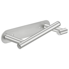 Adhesive Toilet Paper Holder Rotatable SUS 304 Stainless Steel Pivoting Double, Wall-Mounted No Drill Mega Roll Holder for Bathroom & RV, Modern Bathroom Tissue Holder, Brushed Stainless Steel 1 Pack