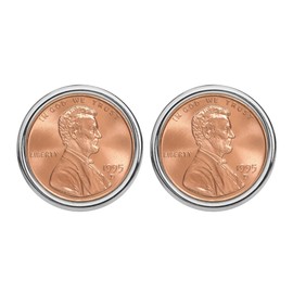 US 1995 Lincoln Small Cent BU Uncirculated Coin Silver Plated Cufflinks NEW - Lucky Penny