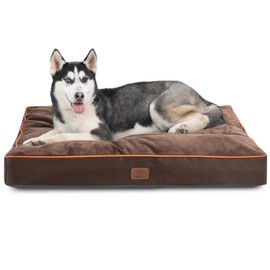 Bedsure Waterproof Dog Beds for Large Dogs - Up to 75lbs Large Dog Bed with Washable Cover, Pet Bed Mat Pillows, Brown