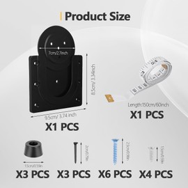 Black Hanging Dartboards with Tape Measure, Wall Mount Bracket Dart Board with Screws and Stabilisers, Dart Board Waterproof Accessories Bracket, Plastic Dart Board Bracket for Walls Wooden Board