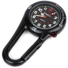 WONOLO Clip on Carabiner Luminous Face FOB Digital Watch for Doctors Nurses Paramedics(Black)